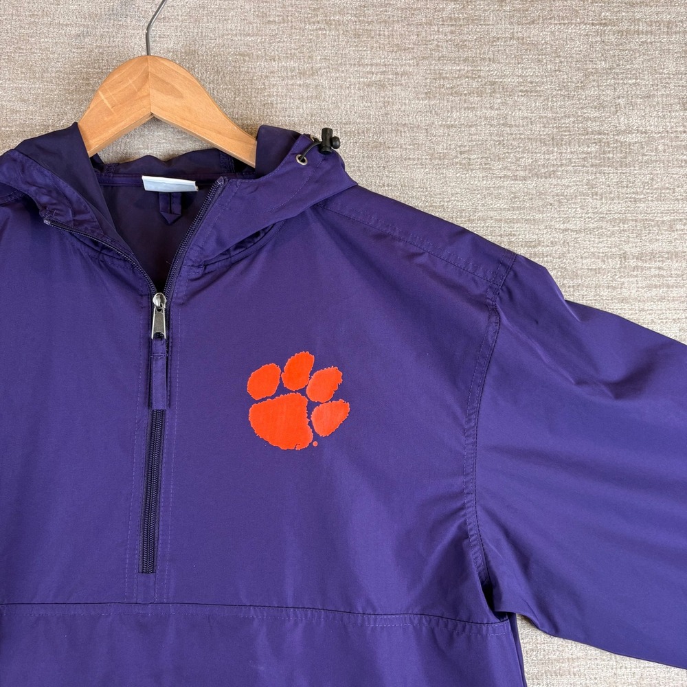 Clemson Tigers Champion Anorak Windbreaker Mens Medium Purple NCAA Football EUC